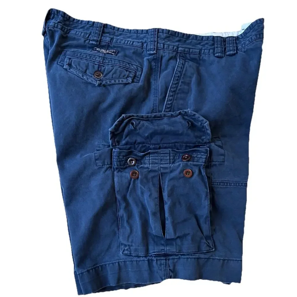 Y2K Polo Ralph Lauren Cargo Shorts Utility Sz 38 Mens Old Heavy Baggy Workwear
